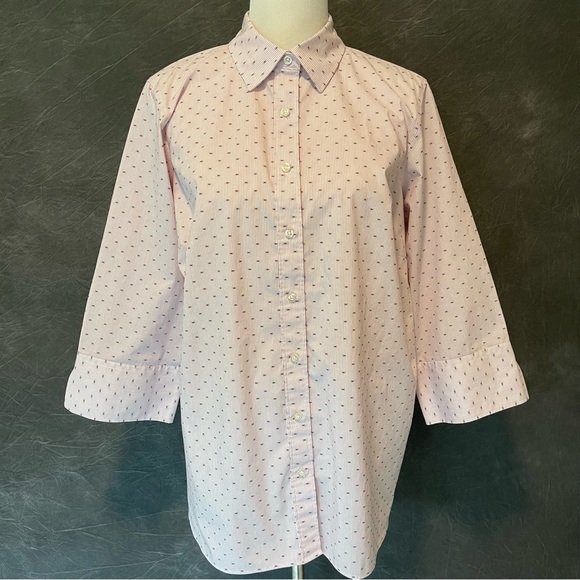 Lands’ End Button Front 3/4 Sleeve Shirt - Picture 1 of 12